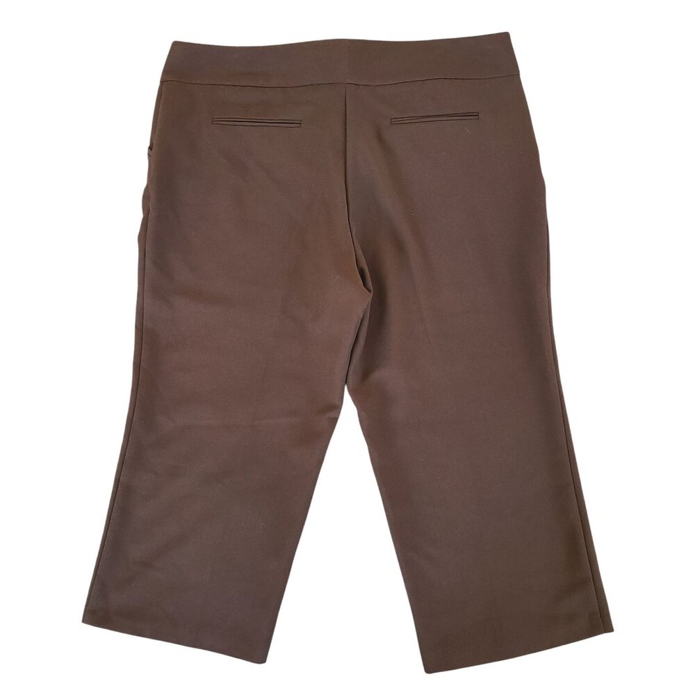 Nicole Miller NY Women's Dark Brown Dress Pants Size 16 Cropped Polyester Blend - Picture 2 of 9